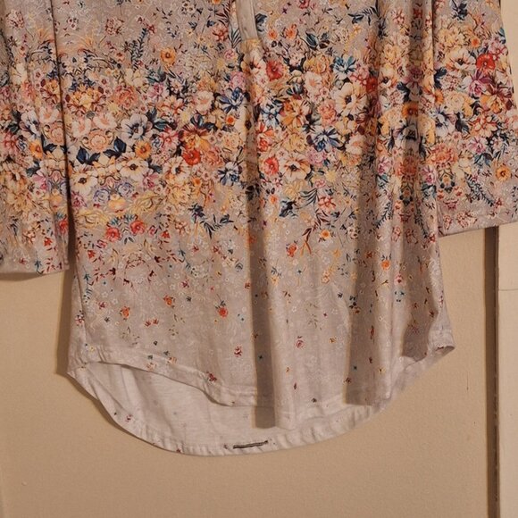 spring henley neck casual print 3/4 length sleeve - Picture 2 of 9